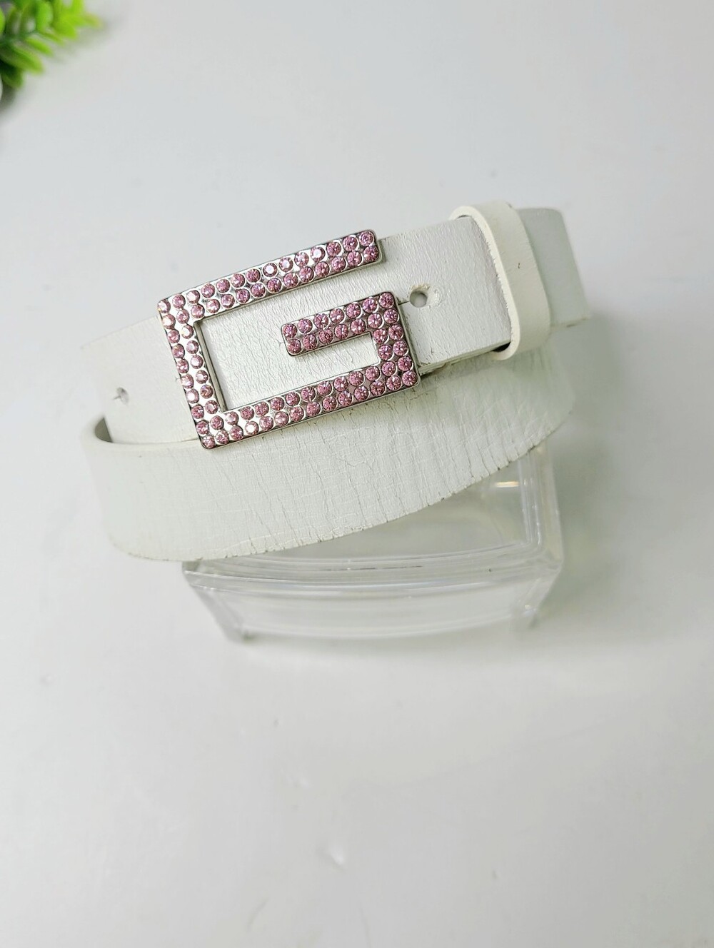 Guess Y2K Rhinestone G Buckle Genuine Leather Vintage Belt